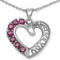 Genuine Ruby and Sterling Silver Heart Pendant