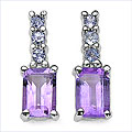 Sterling Silver Amethyst Tanzanite Earrings