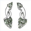 Silver Genuine Green Sapphire Earrings