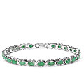 Sterling Silver Genuine Emerald Oval Bracelet