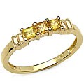 14k Gold over Silver and Yellow Sapphire Ring