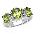 Sterling Silver Peridot and White Topaz Ring (Size 7)