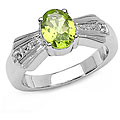 Sterling Silver Peridot and White Topaz Deco Ring (Size 7)