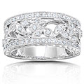 14k Gold 1/4ct TDW Round Diamond Floral Ring