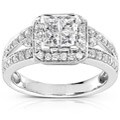 14k Gold 1ct TDW Quad Princess Halo Diamond Ring