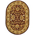 Handmade Heritage Kashan Red/ Ivory Wool Rug (4'6 x 6'6 Oval)