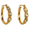 10k Gold Aquamarine XOXO Hoop Earrings