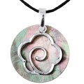 Silver Black Mother of Pearl Flower Necklace