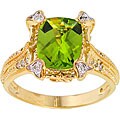 Michael Valitutti 14k Gold 1/6ct TDW Diamond and Peridot Ring