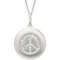 14k White Gold 1/6ct TDW Diamond Peace Sign Necklace