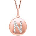 14k Rose Gold Diamond Initial 'N' Disc Necklace