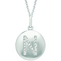 14k White Gold Diamond Initial 'N' Disc Necklace