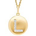 14k Yellow Gold 1/20 to 1/10ct Diamond Initial L Disc Pendant
