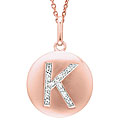 14k Rose Gold Diamond Initial 'K' Disc Necklace