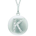 14k White Gold Diamond Initial 'K' Disc Necklace