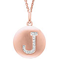 14k Rose Gold Diamond Initial 'J' Disc Necklace
