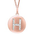 14k Rose Gold Diamond Initial 'H' Disc Necklace