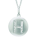 14k White Gold 1/20 to 1/10ct Diamond Initial H Disc Pendant