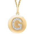 14k Yellow Gold Diamond Initial 'G' Disc Necklace