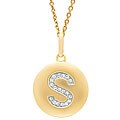 14k Yellow Gold 1/20 to 1/10ct Diamond Initial S Disc Pendant