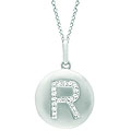 14k White Gold Diamond Initial 'R' Disc Necklace