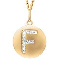 14k Yellow Gold Diamond Initial 'F' Disc Necklace