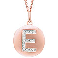 14k Rose Gold Diamond Initial 'E' Disc Necklace