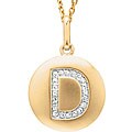 14k Yellow Gold Diamond Initial 'D' Disc Necklace
