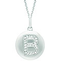 14k White Gold Diamond Initial 'B' Disc Necklace