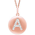14k Rose Gold Diamond Initial 'A' Disc Necklace