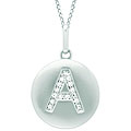 14k White Gold Diamond Initial 'A' Disc Necklace