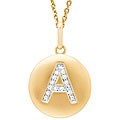14k Yellow Gold Diamond Initial 'A' Disc Necklace