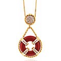 Michael Valitutti 14k Gold Coral/ 1/5ct TDW Diamond Necklace
