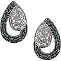 10k Gold 1/6ct TDW Blue and White Diamond Earrings