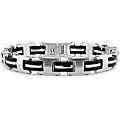 Stainless Steel Men's Rubber Accent Bracelet
