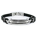 Stainless Steel and Black Rubber Men's ID Bracelet