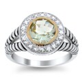 Meredith Leigh 14k Gold/ Silver Amethyst/ 1/10ct TDW Diamond Ring (H-I, I2-I3)