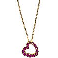 14k Yellow Gold Overlay Rosetta Pink CZ Heart Necklace