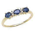 10k Gold Blue Sapphire Diamond Ring