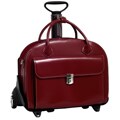 McKlein Red Glen Ellyn Leather Detachable Wheeled Laptop Case