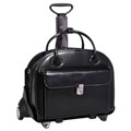 McKlein Black Glen Ellyn Leather Detachable-Wheeled Laptop Case