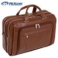 McKlein Irving Park Brown Leather Dual Compartment Laptop Briefcase