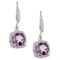 Glitzy Rocks Sterling Silver Cubic Zirconia and Amethyst Dangle Earrings