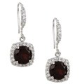 Glitzy Rocks Sterling Silver Cubic Zirconia and Garnet Dangle Earrings