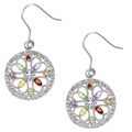 Glitzy Rocks Sterling Silver Multi Gemstone Medallion Earrings