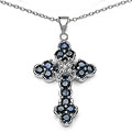 Sterling Silver Genuine Blue Sapphire Cross Necklace
