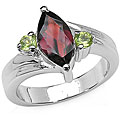 Sterling Silver Garnet and Peridot Ring