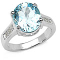 Sterling Silver Blue Topaz and Diamond Ring
