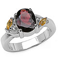 Sterling Silver Garnet and Citrine Ring (Size 7)