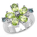 Sterling Silver Genuine Peridot/ Blue Topaz Ring (Size 7)